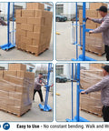 Ergonomic Manual Pallet Wrapper With Adjustable Up To 80 Inch Height For Hassle Free Stretch Film Dispensing in use packaging boxes.
