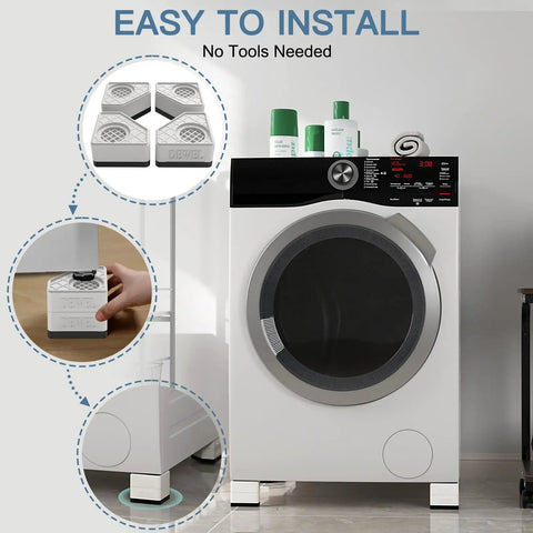 Heavy Duty Anti Vibration Pads Pedestal For Washer And Dryer With 1100 Lb Capacity Double Height Washing Machine Foot Pads For Anti Slip And Quiet Operation Protects Laundry Room Floor