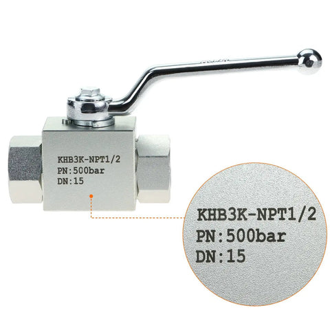 Three Way High Pressure Hydraulic Ball Valve One Half Inch NPT Female Connections 7250 PSI For Controlling Water Oil And Gas Flow Direction