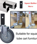 Set Of Four Smooth Operator 4 Inch Swivel Casters Dead Silent Tpr Rubber Glides, featuring square rubber sleeve for carts.