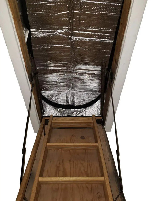 Attic door insulation cover for pull down stairs 25 by 54 by 11 inches extra thick fireproof attic tent insulator with R value 15.6