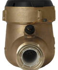 Front view of One Inch Water Meter No Lead Brass NSF Certified Multi Jet Gallons Horizontal Install with corrosion-resistant body.