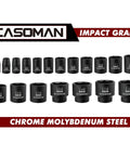 19 Piece 1/2 Inch Drive Impact Socket Set SAE Shallow Range 3/8 To 1-1/2 Inch Cr-Mo Alloy Steel Radius Corner Design Heavy Duty Gear