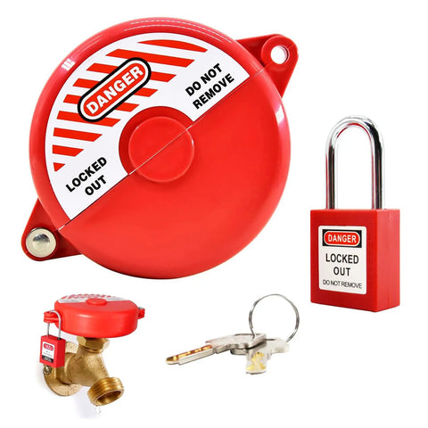 Valve Lockout Device For Water Spigots And Hose Bibs Rotating Plastic Outdoor Protector Padlock Compatible Red Locking Shield
