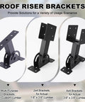 Beefy Heavy Duty Roof Riser Brackets Kit Three Piece shown with adjustable angle black powder-coated steel for pergolas and gazebos.