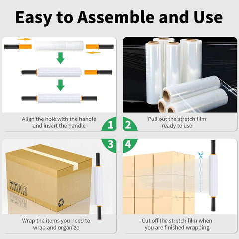 Industrial Strength Stretch Wrap With Handles Heavy Duty Pallet Wrap 60 Gauge 15 Inch By 1000 Feet 4 Pack assembly guide