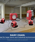 600 CFM Air Mover Blower Fan For Industrial, Workshop And Home Use With 3 Speeds, 5 Adjustable Angles And Daisy Chain in use