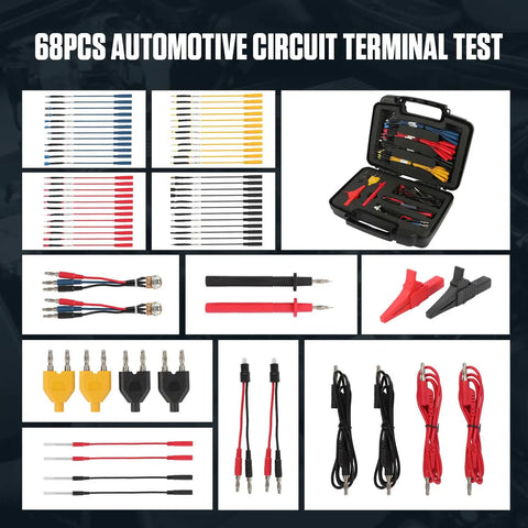 68 Piece Automotive Circuit Test Lead Kit With Multimeter Test Leads Electrical Breakout Leads Terminals Alligator Clips