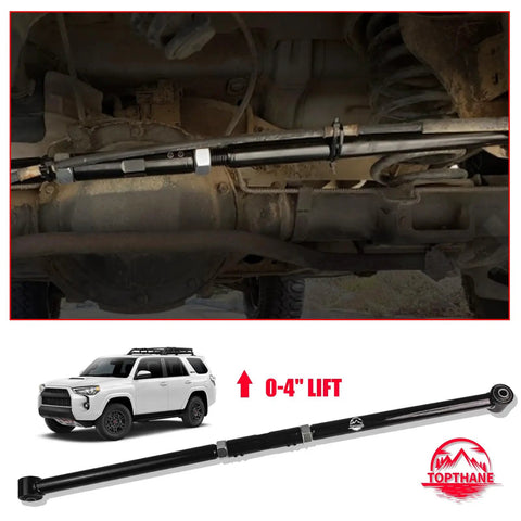 0 To 4 Inch Lift Rear Adjustable Track Bar Panhard Rod For 4Runner, FJ Cruiser, GX470, GX460 Beefed Up Heavy Duty Off Road Upgrade For Stronger Alignment And Smoother Handling installed under SUV rear suspension