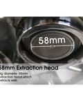 Close-up of 58mm extraction head on Semi Automatic Espresso Machine for Home or Small Cafe, Barista Grade Coffee Maker with Temperature Control.
