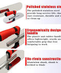 Polished stainless steel trowel with ergonomic handle from Go To Handy DIY Concrete Tools Set With Stainless Steel Trowel 11 By 4 Inches Edger 6 By 3 Inches With Half Inch Radius And Groover 6 By 3 Inches Half Inch Wide Half Inch Deep For Stucco Cement Finishing And Masonry Projects.