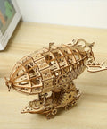 3D Wooden Airship Puzzle Kit For Adults And Teens Brain Teaser DIY Wood Model assembled on table