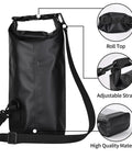 2L Roll Top Waterproof Dry Bag With Integrated Sealed Clear Phone Pouch For Boating Fishing And Travel Heavy Duty Black Dry Pack