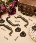 Six Pack Drop Bail Drawer Handles 4.72 Inch Center Hole Vintage Antique Bronze Cabinet Pulls for Dresser, screws shown