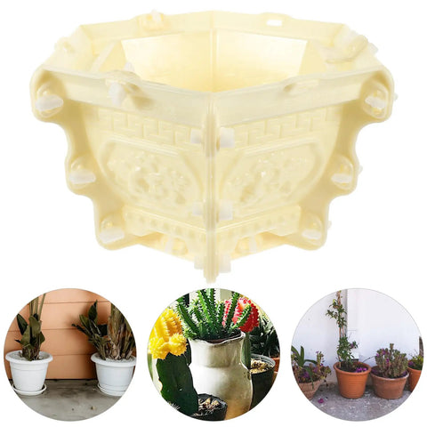 Hexagonal Concrete Bonsai Pot Mold For DIY Succulent And Flower Pots 12.59 x 12.2 x 8.26 Inches Durable Garden Container