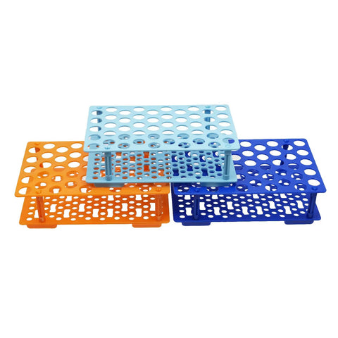 Three Pack Test Tube Rack With Fifty Wells, 16mm Hole Diameter, Holds 10ml And 15ml Centrifuge Tubes, Detachable Plastic Lab Stand, Color Set