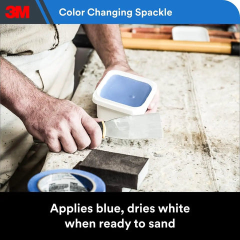 Color Changing Spackling Compound Kit With 3 Inch Putty Knife Blue When Wet And White When Dry 12 Oz For Hole Repairs Up To 3 Inches On Drywall Plaster Stucco And Wood Ideal For Quick DIY Fixes On Interior And Exterior