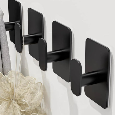 Darn Reliable Heavy Duty Wall Hooks Made From Rustproof Stainless Steel And No Sweat Adhesive Mount Holds Up To Twenty Six Pounds Like A Champ Great For Bathrooms Or Kitchen Black Four Pack