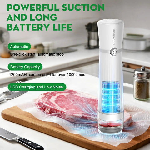 3-In-1 Vacuum Sealer for Food Compatible With Vacuum Bags Mason Jars and Wine Bottles Handheld Saver Kit sealing steak