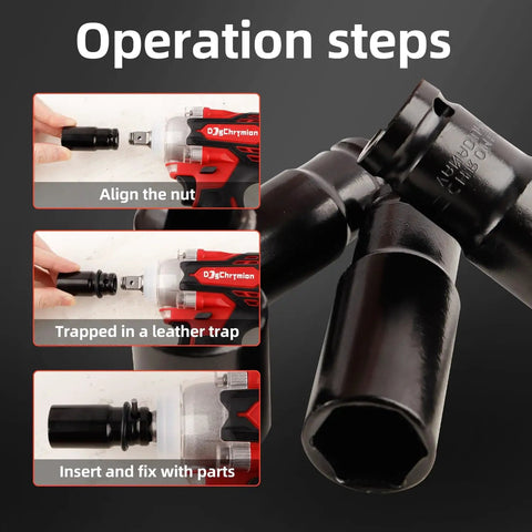 Operation steps for using a 1/2 Inch Cordless Impact Wrench, Brushless Power, 320 Nm Peak Torque, Four Speed Modes With LED Light