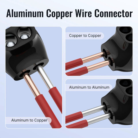 Two Port Insulated Wire Tap Connector For 4 To 14 AWG Copper And Aluminum Wires, Single Sided Entry, shown with wires