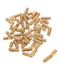 25 Pcs Solid Brass Invisible Barrel Hinges For Jewelry Boxes And Hidden Cabinet Doors shown spread out on white surface.