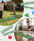 Kids Golf Putting Mat 7.8 Ft With LED Light Up Holes Glowing Balls Two Clubs Indoor Outdoor Toy Golf Game Set For Fam Fun