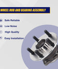 Rear Wheel Bearing And Hub Assembly 512218 For Toyota Celica Corolla Matrix And Pontiac Vibe 2000 To 2008 5 Lug Without ABS Rear Wheel Hub Replacement image showing assembly components and 5 lugs.