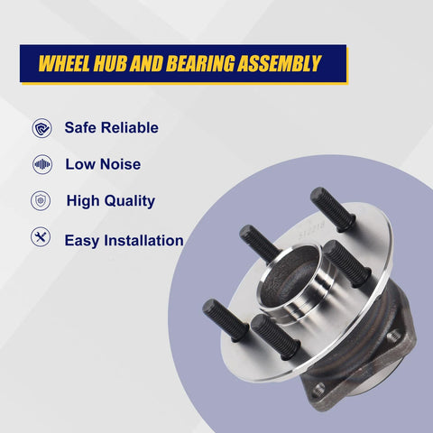 Rear Wheel Bearing And Hub Assembly 512218 For Toyota Celica Corolla Matrix And Pontiac Vibe 2000 To 2008 5 Lug Without ABS Rear Wheel Hub Replacement image showing assembly components and 5 lugs.