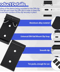 Image showing black aluminum 10 Pack Din Rail Mount Clips 1.02 Inch Wide Snap In Universal Brackets Fixed Clamp for 35mm DIN Rail Switches.
