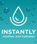 Instant soothes and hydrates text with water droplets around, promoting Hydrating Eye Drops With Hyaluronate For Dry Eyes, Instant Soothing Relief.