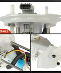 Electric Fuel Pump Assembly With Sending Unit For Ford Expedition 2005 2006 2007 2008 And Lincoln Navigator 2007 2008 5.4L V8 Gas Engine Replace 7L1Z9H307B 8L1Z9H307A. Close-up and side views of pump components and wiring.