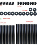 Industrial Wall Mount Pipe Shelves Kit 5 Tier Black Open Shelving Brackets components with pipes, elbows, tees, and flanges