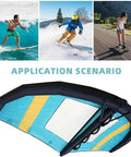Image showing the Inflatable Windsurf Wing For Windsurfing And Handheld Wing Foil Surfing with clear window and application scenarios.
