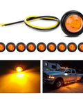 10-Pack Compact 3/4 Inch Round Clearance LED Marker Lights Kit For Truck, RV, Car, Bus, Trailer, And Boat Amber 12V