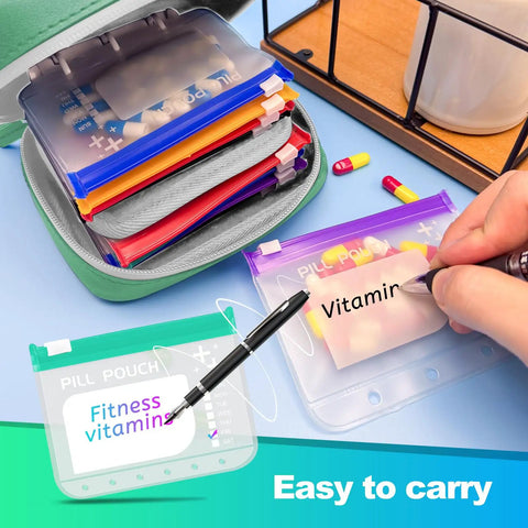 Waterproof Pill Organizer Set With 14 Color Coded Pouches Twice Daily Large Pill Holder For Seven Days Reusable Travel Medicine Organizer Bag With Writing Area For Easy Scheduling And Grab And Go