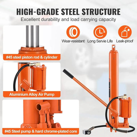 8 Ton Long Ram Hydraulic Electric Engine Hoist With Air Assisted Pump And Single Piston Manual Pump, featuring durable #45 steel structure.