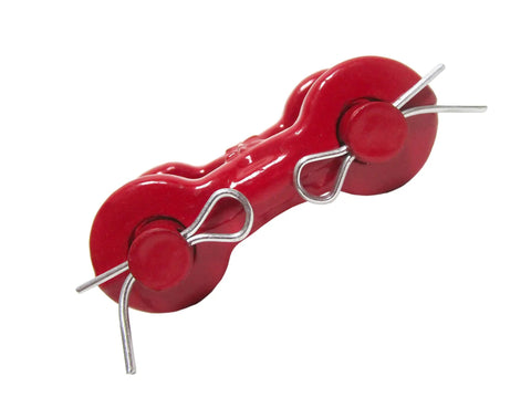 Twin Double Clevis Three Eighths Grade 70 Red Powder Coated Lifting Hardware Pack Of Six for chain link repair and rigging.