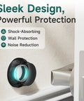 Two Pack Modern Black Door Stoppers For Wall No Drill Adhesive Or Screw Free Mount Textured Aluminum Wall Protectors