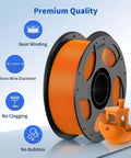PLA 3D Printer Filament 1.75mm 1Kg Spool in Vibrant Orange with Precise Dimensional Accuracy 0.02mm and 3D printed boat display.