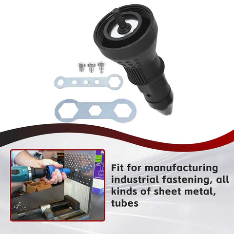 Tough As Nails Electric Rivet Nut Gun Drill Adapter For Cordless Drills with hex wrenches for reliable fastening.