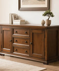 Get The Whole Crew Impressed With These Legit 2 Inch Square Wood Replacement Sofa Legs And Bed Feet Set Of 4 In Dark Brown Finish Including Every Piece Of Hardware For Zero Stress Setup And A Total Room Glow Up, showcasing a dark wood console table with drawers.