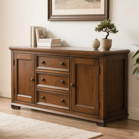 Get The Whole Crew Impressed With These Legit 2 Inch Square Wood Replacement Sofa Legs And Bed Feet Set Of 4 In Dark Brown Finish Including Every Piece Of Hardware For Zero Stress Setup And A Total Room Glow Up, showcasing a dark wood console table with drawers.