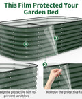 Outdoor Galvanized Steel Raised Bed For Vegetables And Herbs 6 By 3 By 2 Feet 24 Inch Deep Open Bottom Backyard Garden Planter In Forest Green with protective film
