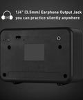 Back view of Guitar Mini Amp 5W Rechargeable Bluetooth Amplifier with USB-C and headphone jack