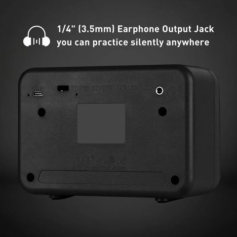 Back view of Guitar Mini Amp 5W Rechargeable Bluetooth Amplifier with USB-C and headphone jack