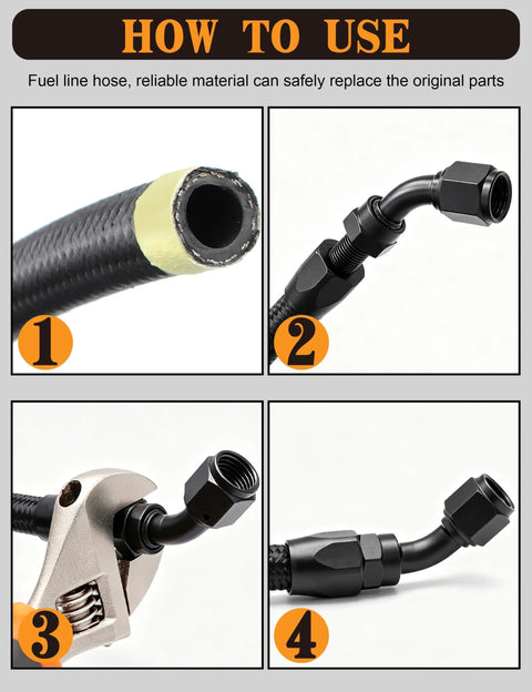 High Performance 8AN Nylon Braided CPE Fuel Oil Hose, 20 Foot Length With Fittings Kit, Solid 1/2 Inch Gas Line For Your Ride, Not Compatible With E85 Or PTFE Use