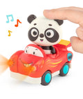 Three Pack Lil Driver Toys With Lights And Sounds Featuring Cute Animal Characters Bingo The Panda in a race car