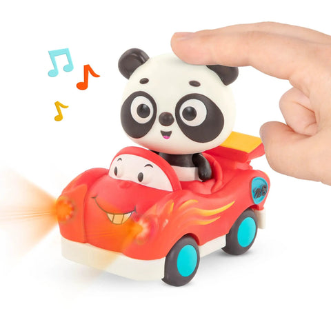 Three Pack Lil Driver Toys With Lights And Sounds Featuring Cute Animal Characters Bingo The Panda in a race car