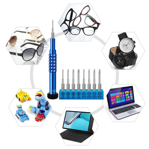 One Handed Precision Screwdriver Set With 360 Degree Rotating Handle S2 Steel Magnetic Bits For Glasses Watches And Laptop Repair
